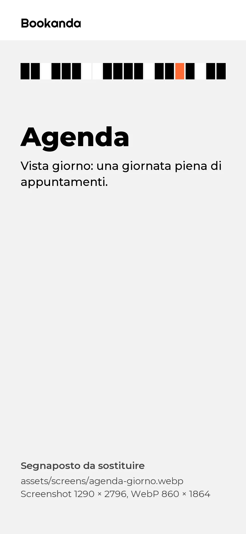 L'agenda di Bookanda nella vista giorno, piena di appuntamenti